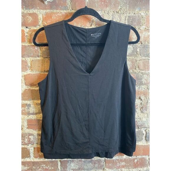 ATHLETA -Lot of 2– Navy and Soft Black Athletic V Neck Tank-tops Womens’ SZ Smal - Picture 1 of 16